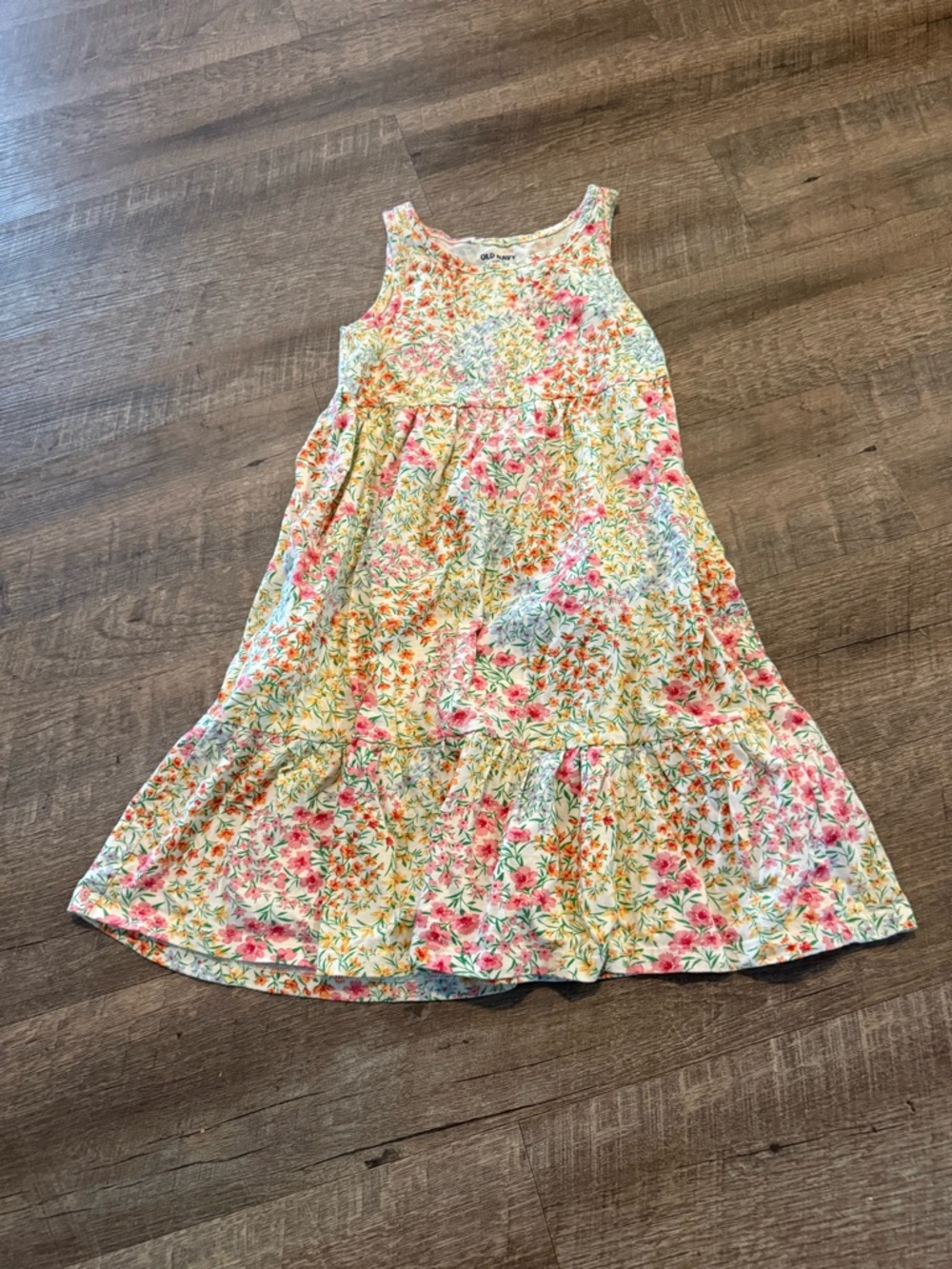 Old Navy Floral Sleeveless Cotton Dress in Pink, Yellow & Green